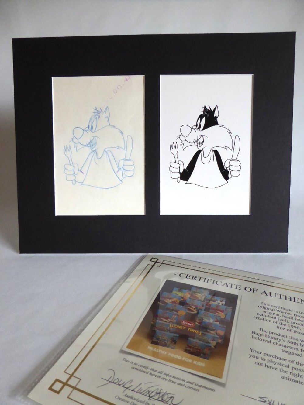 OOAK LOONEY TUNES WARNER BROS. PRODUCTION CEL ARTWORK SYLVESTER CAT (w/ C of A)